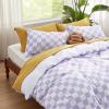 imageBedsure Duvet Cover Queen Size  Reversible Green Queen Duvet Cover Set with Zipper Closure 3 Pieces Floral Patterned Bedding Set with 8 Corner Ties and 2 Pillow Shams07  Purple Checkered No Comforter
