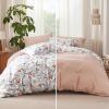 imageBedsure Duvet Cover Queen Size  Reversible Green Queen Duvet Cover Set with Zipper Closure 3 Pieces Floral Patterned Bedding Set with 8 Corner Ties and 2 Pillow Shams04  Pale Blush Floral No Comforter