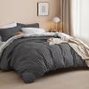 imageBedsure Duvet Cover Queen Size  Reversible Green Queen Duvet Cover Set with Zipper Closure 3 Pieces Floral Patterned Bedding Set with 8 Corner Ties and 2 Pillow Shams04  Dark Grey No Comforter