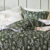 imageBedsure Duvet Cover Queen Size  Reversible Green Queen Duvet Cover Set with Zipper Closure 3 Pieces Floral Patterned Bedding Set with 8 Corner Ties and 2 Pillow Shams05  Bronze Green No Comforter