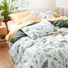 imageBedsure Duvet Cover Queen Size  Reversible Green Queen Duvet Cover Set with Zipper Closure 3 Pieces Floral Patterned Bedding Set with 8 Corner Ties and 2 Pillow Shams05  Mallard Green No Comforter