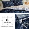 imageBedsure Duvet Cover Queen Size  Reversible Green Queen Duvet Cover Set with Zipper Closure 3 Pieces Floral Patterned Bedding Set with 8 Corner Ties and 2 Pillow Shams02  Nave Blue No Comforter