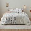 imageBedsure Duvet Cover Queen Size  Reversible Green Queen Duvet Cover Set with Zipper Closure 3 Pieces Floral Patterned Bedding Set with 8 Corner Ties and 2 Pillow Shams06  Coconut White No Comforter