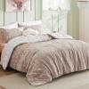 imageBedsure Duvet Cover Queen Size  Reversible Green Queen Duvet Cover Set with Zipper Closure 3 Pieces Floral Patterned Bedding Set with 8 Corner Ties and 2 Pillow Shams10  Light Taupe No Comforter