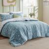 imageBedsure Duvet Cover Queen Size  Reversible Green Queen Duvet Cover Set with Zipper Closure 3 Pieces Floral Patterned Bedding Set with 8 Corner Ties and 2 Pillow Shams08  Mineral Blue No Comforter