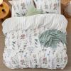 imageBedsure Duvet Cover Queen Size  Reversible Green Queen Duvet Cover Set with Zipper Closure 3 Pieces Floral Patterned Bedding Set with 8 Corner Ties and 2 Pillow Shams06  Coconut White No Comforter