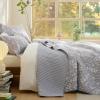 imageBedsure Floral White Quilt Set  Queen Size Reversible Quilt Bedding Set 3 Pieces Lightweight Bedspread Soft Botanical Bed Coverlet with 2 Pillow Shams for All Seasons 90quotx96quot11  Frost Grey