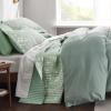imageBedsure Floral White Quilt Set  Queen Size Reversible Quilt Bedding Set 3 Pieces Lightweight Bedspread Soft Botanical Bed Coverlet with 2 Pillow Shams for All Seasons 90quotx96quot10  Green