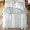 imageBedsure Floral White Quilt Set  Queen Size Reversible Quilt Bedding Set 3 Pieces Lightweight Bedspread Soft Botanical Bed Coverlet with 2 Pillow Shams for All Seasons 90quotx96quot15  Grey Blue