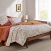 imageBedsure Floral White Quilt Set  Queen Size Reversible Quilt Bedding Set 3 Pieces Lightweight Bedspread Soft Botanical Bed Coverlet with 2 Pillow Shams for All Seasons 90quotx96quot09  Orange