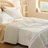 imageBedsure Floral White Quilt Set  Queen Size Reversible Quilt Bedding Set 3 Pieces Lightweight Bedspread Soft Botanical Bed Coverlet with 2 Pillow Shams for All Seasons 90quotx96quot16  Linen Color