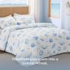 imageBedsure Floral White Quilt Set  Queen Size Reversible Quilt Bedding Set 3 Pieces Lightweight Bedspread Soft Botanical Bed Coverlet with 2 Pillow Shams for All Seasons 90quotx96quot04  Ocean Coral