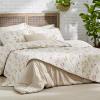 imageBedsure Floral White Quilt Set  Queen Size Reversible Quilt Bedding Set 3 Pieces Lightweight Bedspread Soft Botanical Bed Coverlet with 2 Pillow Shams for All Seasons 90quotx96quot00  Oat Milk