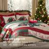 imageBedsure Floral White Quilt Set  Queen Size Reversible Quilt Bedding Set 3 Pieces Lightweight Bedspread Soft Botanical Bed Coverlet with 2 Pillow Shams for All Seasons 90quotx96quot25  Christmas Tree