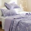 imageBedsure Floral White Quilt Set  Queen Size Reversible Quilt Bedding Set 3 Pieces Lightweight Bedspread Soft Botanical Bed Coverlet with 2 Pillow Shams for All Seasons 90quotx96quot12  Purple