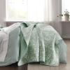 imageBedsure Floral White Quilt Set  Queen Size Reversible Quilt Bedding Set 3 Pieces Lightweight Bedspread Soft Botanical Bed Coverlet with 2 Pillow Shams for All Seasons 90quotx96quot10  Green