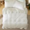 imageBedsure Floral White Quilt Set  Queen Size Reversible Quilt Bedding Set 3 Pieces Lightweight Bedspread Soft Botanical Bed Coverlet with 2 Pillow Shams for All Seasons 90quotx96quot16  Linen Color