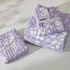 imageBedsure Floral White Quilt Set  Queen Size Reversible Quilt Bedding Set 3 Pieces Lightweight Bedspread Soft Botanical Bed Coverlet with 2 Pillow Shams for All Seasons 90quotx96quot12  Purple