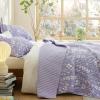 imageBedsure Floral White Quilt Set  Queen Size Reversible Quilt Bedding Set 3 Pieces Lightweight Bedspread Soft Botanical Bed Coverlet with 2 Pillow Shams for All Seasons 90quotx96quot12  Purple