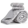 imageBedsure Floral White Quilt Set  Queen Size Reversible Quilt Bedding Set 3 Pieces Lightweight Bedspread Soft Botanical Bed Coverlet with 2 Pillow Shams for All Seasons 90quotx96quot11  Frost Grey