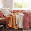 imageBedsure Floral White Quilt Set  Queen Size Reversible Quilt Bedding Set 3 Pieces Lightweight Bedspread Soft Botanical Bed Coverlet with 2 Pillow Shams for All Seasons 90quotx96quot09  Orange