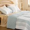 imageBedsure Floral White Quilt Set  Queen Size Reversible Quilt Bedding Set 3 Pieces Lightweight Bedspread Soft Botanical Bed Coverlet with 2 Pillow Shams for All Seasons 90quotx96quot15  Grey Blue