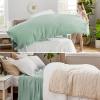 imageBedsure GentleSoft 100 Cotton Blanket Queen Size for Bed  Breathable and Lightweight Soft Cozy Textured Herringbone Woven Blanket for Summer Linen Beige 90x90 inches10  Sage Green