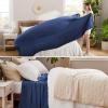 imageBedsure GentleSoft 100 Cotton Blanket Queen Size for Bed  Breathable and Lightweight Soft Cozy Textured Herringbone Woven Blanket for Summer Linen Beige 90x90 inches05  Navy Blue