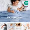 imageBedsure GentleSoft 100 Cotton Blanket Queen Size for Bed  Breathable and Lightweight Soft Cozy Textured Herringbone Woven Blanket for Summer Linen Beige 90x90 inches05  Ashley Blue