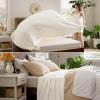 imageBedsure GentleSoft 100 Cotton Blanket Queen Size for Bed  Breathable and Lightweight Soft Cozy Textured Herringbone Woven Blanket for Summer Linen Beige 90x90 inches02  Cream