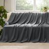 imageBedsure GentleSoft 100 Cotton Blanket Queen Size for Bed  Breathable and Lightweight Soft Cozy Textured Herringbone Woven Blanket for Summer Linen Beige 90x90 inches04  Dark Grey