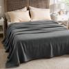imageBedsure GentleSoft 100 Cotton Blanket Queen Size for Bed  Breathable and Lightweight Soft Cozy Textured Herringbone Woven Blanket for Summer Linen Beige 90x90 inches04  Dark Grey