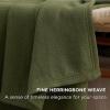 imageBedsure GentleSoft 100 Cotton Blanket Queen Size for Bed  Breathable and Lightweight Soft Cozy Textured Herringbone Woven Blanket for Summer Linen Beige 90x90 inches03  Olive Green