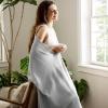 imageBedsure GentleSoft 100 Cotton Blanket Queen Size for Bed  Breathable and Lightweight Soft Cozy Textured Herringbone Woven Blanket for Summer Linen Beige 90x90 inches04  Grey