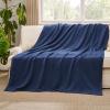 imageBedsure GentleSoft 100 Cotton Blanket Queen Size for Bed  Breathable and Lightweight Soft Cozy Textured Herringbone Woven Blanket for Summer Linen Beige 90x90 inches05  Navy Blue