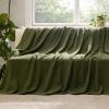 imageBedsure GentleSoft 100 Cotton Blanket Queen Size for Bed  Breathable and Lightweight Soft Cozy Textured Herringbone Woven Blanket for Summer Linen Beige 90x90 inches03  Olive Green