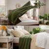 imageBedsure GentleSoft 100 Cotton Blanket Queen Size for Bed  Breathable and Lightweight Soft Cozy Textured Herringbone Woven Blanket for Summer Linen Beige 90x90 inches03  Olive Green
