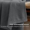 imageBedsure GentleSoft 100 Cotton Blanket Queen Size for Bed  Breathable and Lightweight Soft Cozy Textured Herringbone Woven Blanket for Summer Linen Beige 90x90 inches04  Dark Grey