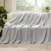 imageBedsure GentleSoft 100 Cotton Blanket Queen Size for Bed  Breathable and Lightweight Soft Cozy Textured Herringbone Woven Blanket for Summer Linen Beige 90x90 inches04  Grey