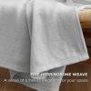 imageBedsure GentleSoft 100 Cotton Blanket Queen Size for Bed  Breathable and Lightweight Soft Cozy Textured Herringbone Woven Blanket for Summer Linen Beige 90x90 inches04  Grey