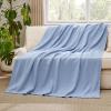 imageBedsure GentleSoft 100 Cotton Blanket Queen Size for Bed  Breathable and Lightweight Soft Cozy Textured Herringbone Woven Blanket for Summer Linen Beige 90x90 inches05  Ashley Blue