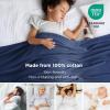 imageBedsure GentleSoft 100 Cotton Blanket Queen Size for Bed  Breathable and Lightweight Soft Cozy Textured Herringbone Woven Blanket for Summer Linen Beige 90x90 inches05  Navy Blue