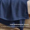 imageBedsure GentleSoft 100 Cotton Blanket Queen Size for Bed  Breathable and Lightweight Soft Cozy Textured Herringbone Woven Blanket for Summer Linen Beige 90x90 inches05  Navy Blue