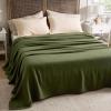 imageBedsure GentleSoft 100 Cotton Blanket Queen Size for Bed  Breathable and Lightweight Soft Cozy Textured Herringbone Woven Blanket for Summer Linen Beige 90x90 inches03  Olive Green