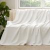imageBedsure GentleSoft 100 Cotton Blanket Queen Size for Bed  Breathable and Lightweight Soft Cozy Textured Herringbone Woven Blanket for Summer Linen Beige 90x90 inches02  White