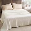 imageBedsure GentleSoft 100 Cotton Blanket Queen Size for Bed  Breathable and Lightweight Soft Cozy Textured Herringbone Woven Blanket for Summer Linen Beige 90x90 inches02  Cream