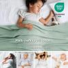 imageBedsure GentleSoft 100 Cotton Blanket Queen Size for Bed  Breathable and Lightweight Soft Cozy Textured Herringbone Woven Blanket for Summer Linen Beige 90x90 inches10  Sage Green