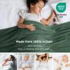 imageBedsure GentleSoft 100 Cotton Blanket Queen Size for Bed  Breathable and Lightweight Soft Cozy Textured Herringbone Woven Blanket for Summer Linen Beige 90x90 inches03  Dark Green