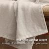 imageBedsure GentleSoft 100 Cotton Blanket Queen Size for Bed  Breathable and Lightweight Soft Cozy Textured Herringbone Woven Blanket for Summer Linen Beige 90x90 inches01  Linen Beige