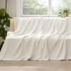 imageBedsure GentleSoft 100 Cotton Blanket Queen Size for Bed  Breathable and Lightweight Soft Cozy Textured Herringbone Woven Blanket for Summer Linen Beige 90x90 inches02  Cream